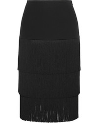 Michael Kors Michl Kors Collection Fringed Crepe Skirt Black