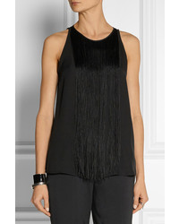 Theory Montien Fringed Silk Georgette Top