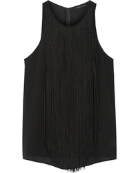 Theory Montien Fringed Silk Georgette Top