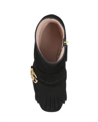 Gucci 75mm Marmont Fringed Suede Ankle Boots
