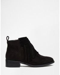 Asos Collection Against The Wind Fringe Ankle Boots