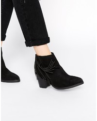 Asos Collection Riley Suede Western Fringe Ankle Boots