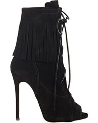 Giuseppe Zanotti Fringe Lace Up Ankle Boots Colorless