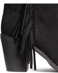 H&M Fringed Ankle Boots Black Ladies