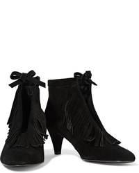 Maje Fringed Suede Ankle Boots
