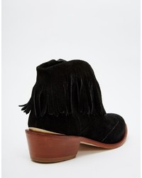 H By Hudson Hudson London Tala Black Suede Fringle Ankle Boots