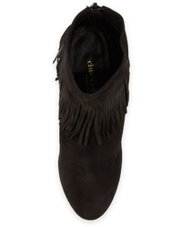 Charles David Lula Fringe Trim Suede Bootie Black