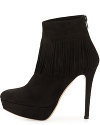 Charles David Lula Fringe Trim Suede Bootie Black