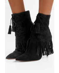 Aquazzura Mustang 105 Fringed Suede Ankle Boots