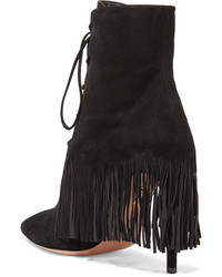 Aquazzura Mustang 105 Fringed Suede Ankle Boots