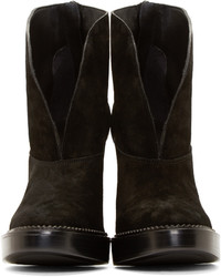 Burberry Prorsum Black Suede Fringed Ankle Boots