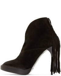 Burberry Prorsum Black Suede Fringed Ankle Boots