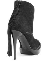 Burberry Prorsum Suede Platform Ankle Boots With Fringe