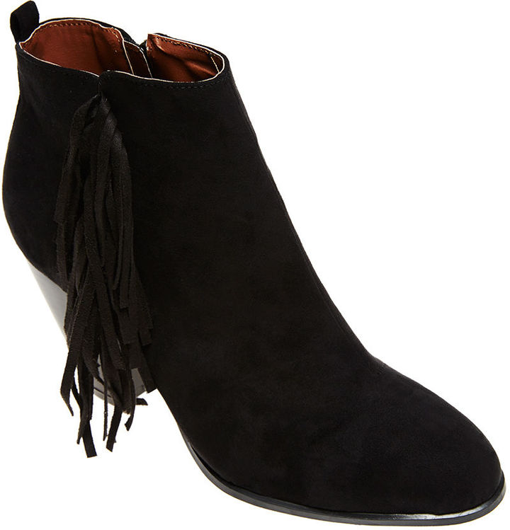 Wet Seal Fringe Faux Suede Booties, $36 
