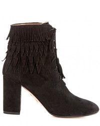 Aquazzura Woodstock Fringed Suede Ankle Boots