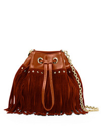 Diane von Furstenberg Disco Suede And Leather Fringe Bucket Crossbody Bag