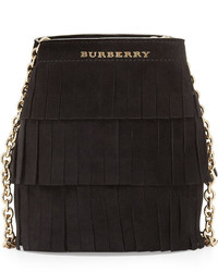 Burberry Fringed Suede Baby Bucket Bag Black