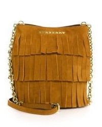 Burberry Mini Fringed Suede Bucket Bag