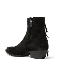 Saint Laurent Lukas Distressed Fringed Suede Ankle Boots