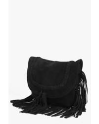 Boohoo Boutique Kayla Suede Fringed Cross Body Bag