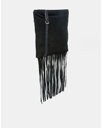 Asos Collection Leather And Suede Festival Fringed Cross Body Bag