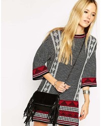 Asos Collection Suede Fringed Fold Over Cross Body Bag