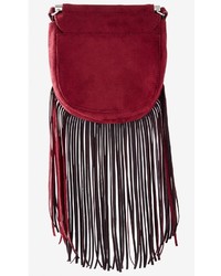 Express Fringed Faux Suede Cross Body Bag