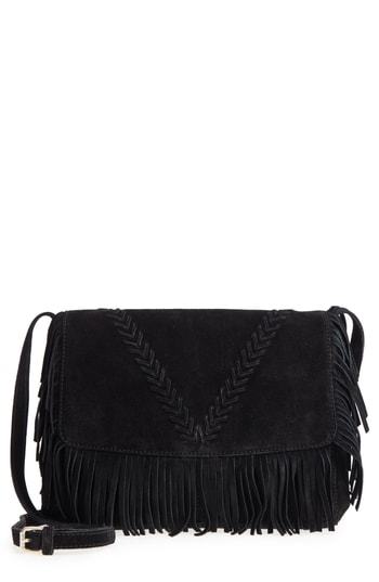 black suede crossbody purse