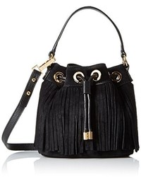 Milly Essex Suede Fringe Small Drawstring Convertible Cross Body Bag