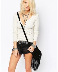 Park Lane Suede Cross Body Bag With Fringing