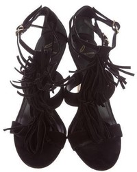 Brian Atwood B Suede Fringe Sandals