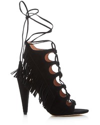 Sigerson Morrison Marita Fringe Lace Up High Heel Sandals