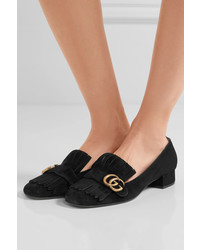 Gucci Marmont Fringed Suede Loafers Black
