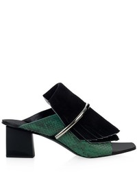 Proenza Schouler Fringe Suede And Python Mules