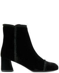 Black Fringe Velvet Ankle Boots