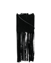 Black Fringe Velvet Crossbody Bag