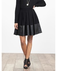 Faux Leather Hem Full Skirt