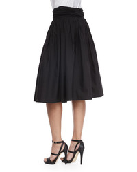 Donna Karan Full Skirt Wruched Waistband Black