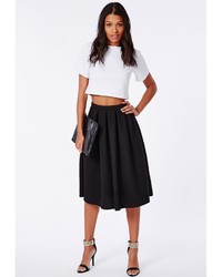 Missguided Quilted Full Midi Skirt Black
