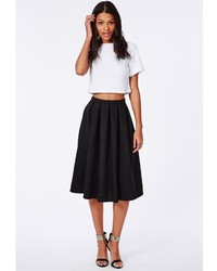 Missguided Quilted Full Midi Skirt Black