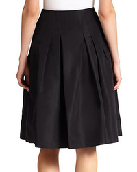 Carolina Herrera Night Collection Silk Faille Pleated Skirt