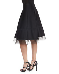 Donna Karan Sculpted Tulle Trimmed Full Skirt