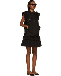 J Brand X Simone Rocha Black Ruffled Denim Skirt