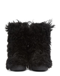 Saint Laurent Black Furry Boots
