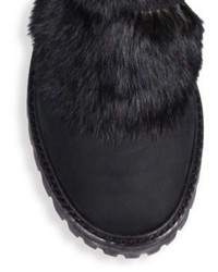 Schutz Blaze Leather Rabbit Fur Booties