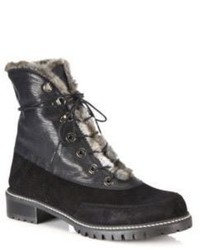 Stuart Weitzman Forester Leather Faux Fur Booties