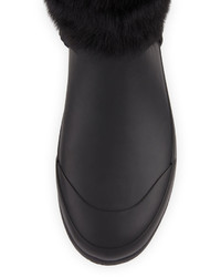 Burberry Harbor Fur Cuff Harness Boot Black