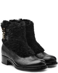 Rupert Sanderson Leather Ankle Boots With Fur