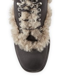Laurence Dacade Manushka Shearling Fur Ankle Boot Blackgray
