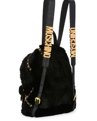 Moschino Chains Faux Fur Backpack Black